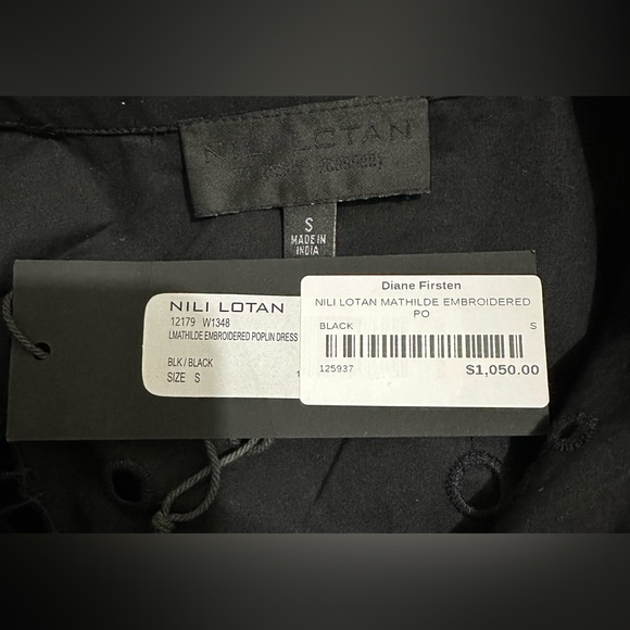 Nili Lotan ‘Mathilde’ Embroidered Black Poplin Dress - Picture 8 of 9